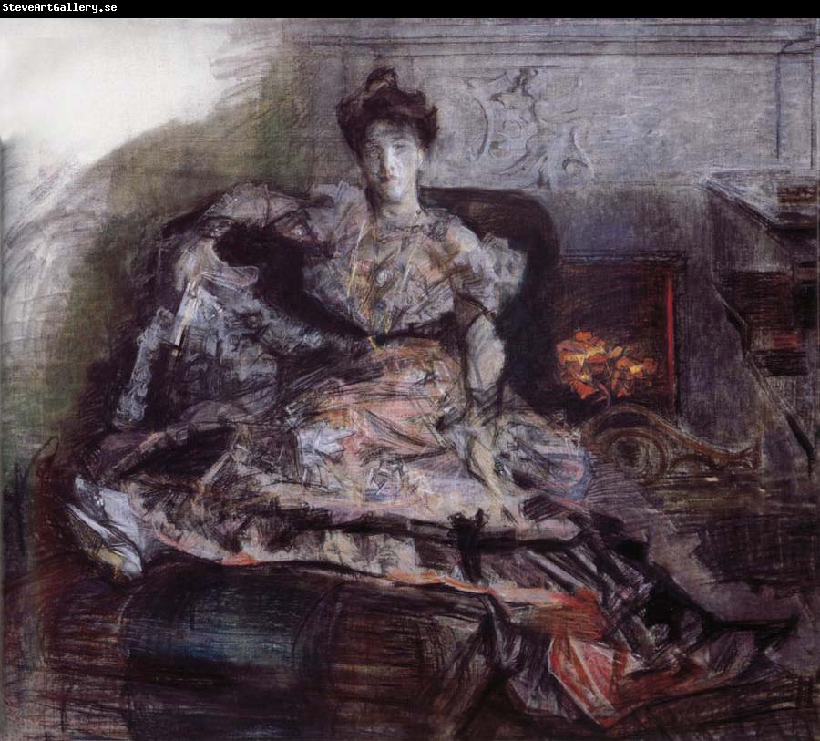 Mikhail Vrubel The Portrait of Isabella  near the fireplace